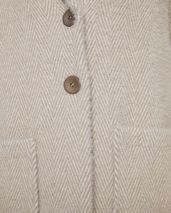 Women's long herrone coat with flap and plastron pockets