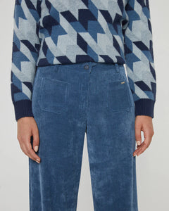 Women's corduroy wide pants with plastron pockets