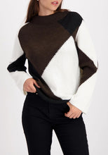 Load image into Gallery viewer, Monari Sequin Diamond Pattern Knit Jumper Brown
