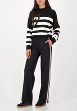 Load image into Gallery viewer, Monari Straight-Leg Side Stripe Trousers, Black
