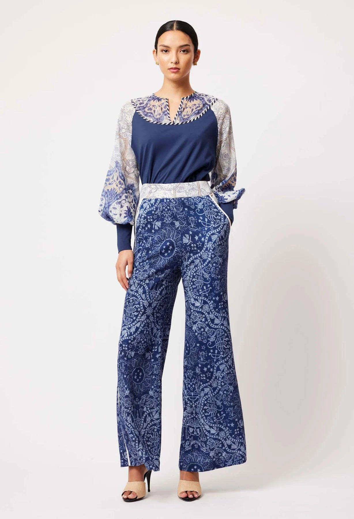 VENUS VISCOSE LINEN PANT IN ZODIAC PRINT