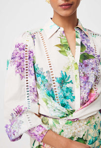 Swanson Embroidered Cotton Voile Shirt in Wisteria Alba