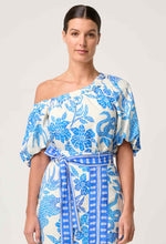 Load image into Gallery viewer, Juno Viscose One Shoulder Top in Azure Mosaic

