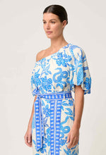 Load image into Gallery viewer, Juno Viscose One Shoulder Top in Azure Mosaic

