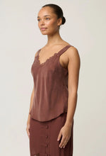 Load image into Gallery viewer, Julien Cupro Blend Lace Cami in Rosewood
