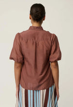 Load image into Gallery viewer, Coralie Cotton Silk Smock Blouse in Garnet
