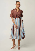 Load image into Gallery viewer, Coralie Cotton Silk Smock Blouse in Garnet
