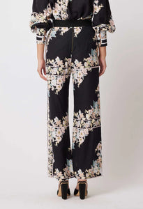 PANTEA LINEN/VISCOSE PANT IN ROSEWATER BORDER PRINT