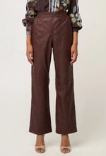 Load image into Gallery viewer, Joan Leather Elasticated Waist Straight Leg Pant in Oxblood
