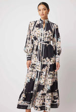 Load image into Gallery viewer, PANTEA VISCOSE/LINEN DRESS IN ROSEWATER BORDER PRINT
