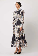 Load image into Gallery viewer, PANTEA VISCOSE/LINEN DRESS IN ROSEWATER BORDER PRINT

