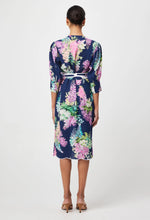 Load image into Gallery viewer, Augustine Embroidered Linen Viscose Dress in Navy Wisteria
