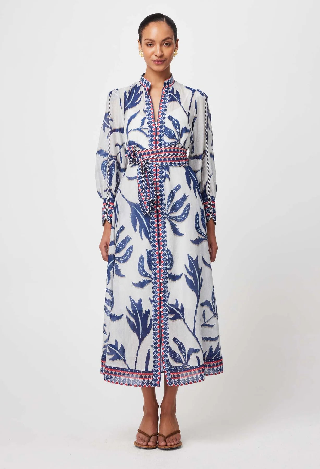 TIERRA COTTON SILK DRESS IN PALM SHADOW