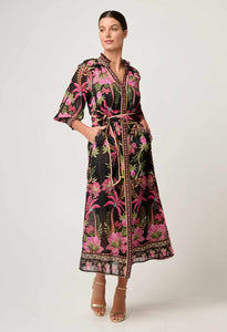 once was Carmen Silk Cotton Maxi Dress in Anthos Lótos
