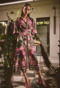 once was Carmen Silk Cotton Maxi Dress in Anthos Lótos