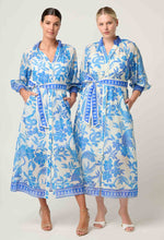 Load image into Gallery viewer, Carmen Silk Cotton Maxi Dress in Azure Mosaic

