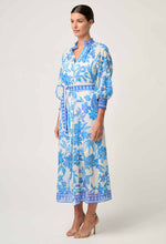 Load image into Gallery viewer, Carmen Silk Cotton Maxi Dress in Azure Mosaic
