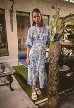 Load image into Gallery viewer, Carmen Silk Cotton Maxi Dress in Azure Mosaic
