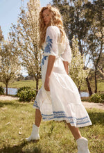 Load image into Gallery viewer, Gabriette Embroidered Cotton Slub Dress in Milk
