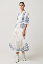 Load image into Gallery viewer, Gabriette Embroidered Cotton Slub Dress in Milk
