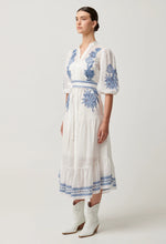 Load image into Gallery viewer, Gabriette Embroidered Cotton Slub Dress in Milk
