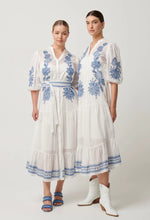 Load image into Gallery viewer, Gabriette Embroidered Cotton Slub Dress in Milk
