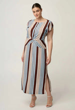 Load image into Gallery viewer, Geneva Stretch Cupro Detail Column Midi Dress in Iridescent Stripe

