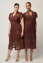Load image into Gallery viewer, Solene Cotton Blend Lace Dress in Rosewood
