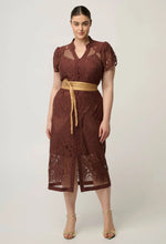 Load image into Gallery viewer, Solene Cotton Blend Lace Dress in Rosewood
