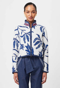 DELRAY REVERSIBLE EMBROIDERED COTTON JACKET IN PALM SHADOW