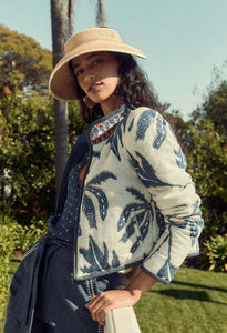 DELRAY REVERSIBLE EMBROIDERED COTTON JACKET IN PALM SHADOW