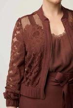 Load image into Gallery viewer, Solene Cotton Blend Lace Bomber in Rosewood
