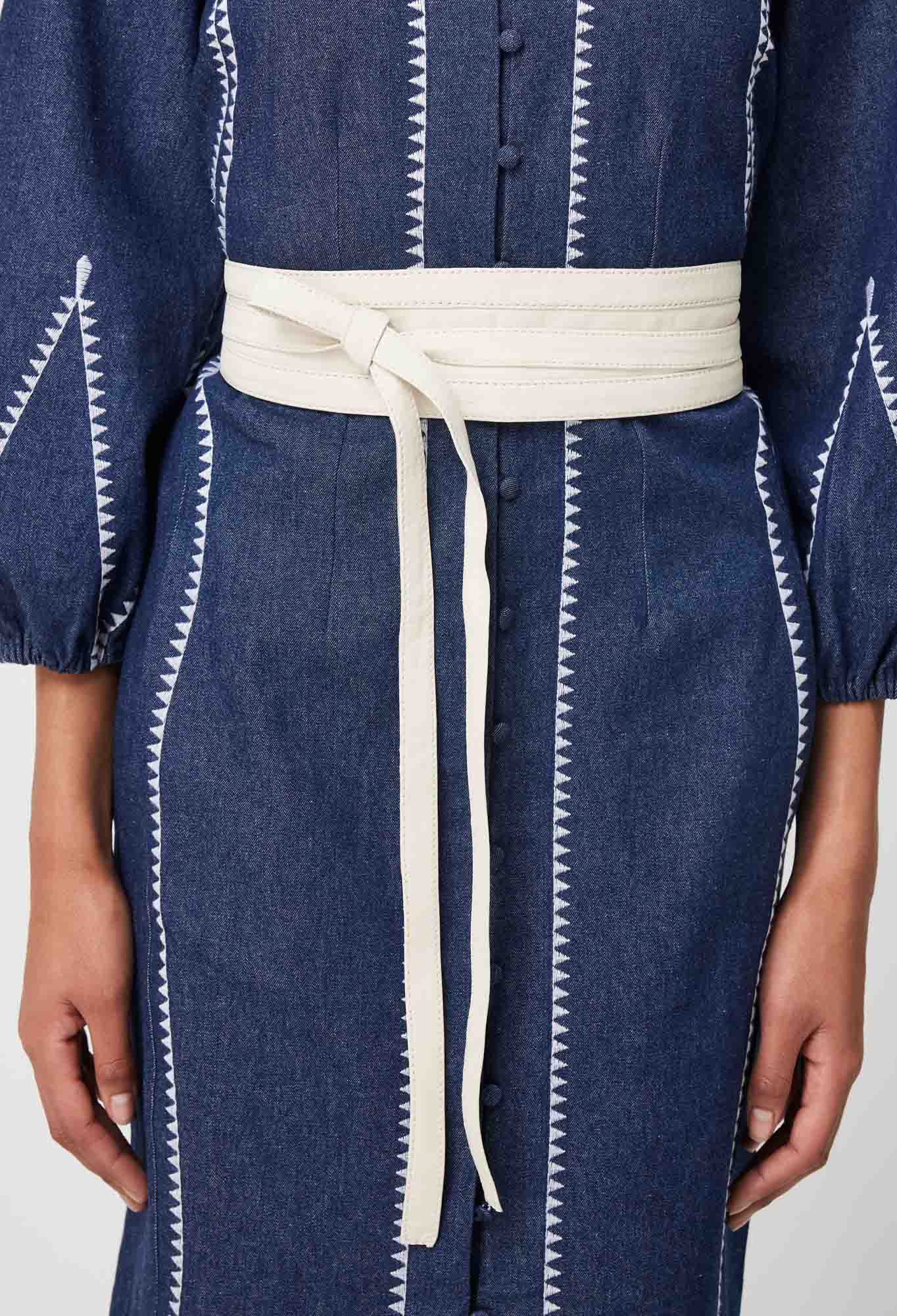 Milton Leather Belt in Ivory