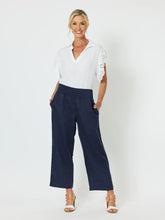 Load image into Gallery viewer, Lara Linen Wide Leg Pant - Navy
