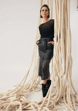 Load image into Gallery viewer, Hypnotic Leather Custom Laser Midi Skirt - Black Lattice
