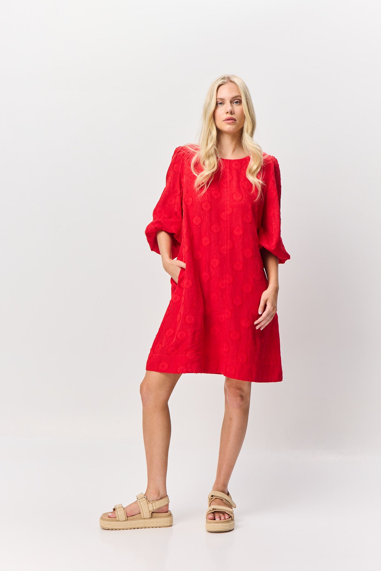 VALIA ST MARTINE DRESS SCARLET