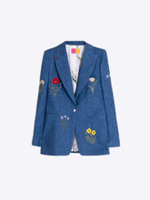 Load image into Gallery viewer, Vilagallo BLUE JACKET WITH EMBROIDERED FLOWERS
