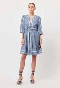 ANTIGUA LINEN VISCOSE DRESS IN DEL MAR STRIPE