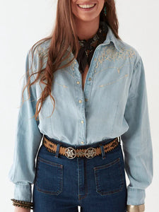 Maison Hotel Austin Blouse - Mustang Blue
