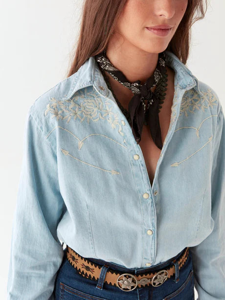 Maison Hotel Austin Blouse - Mustang Blue