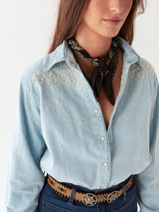 Maison Hotel Austin Blouse - Mustang Blue