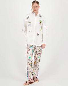ME369 Madison White Oversized EMB Shirt- White