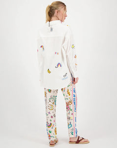 ME369 Madison White Oversized EMB Shirt- White