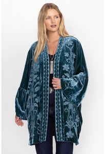 VELVET RUFFLE SLEEVE KIMONO