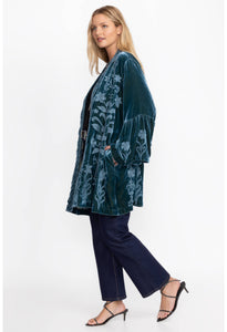 VELVET RUFFLE SLEEVE KIMONO