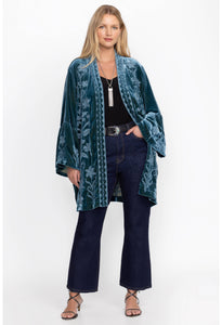 VELVET RUFFLE SLEEVE KIMONO