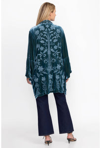 VELVET RUFFLE SLEEVE KIMONO