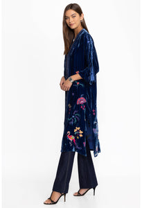 VELVET BUTTON FRONT KIMONO