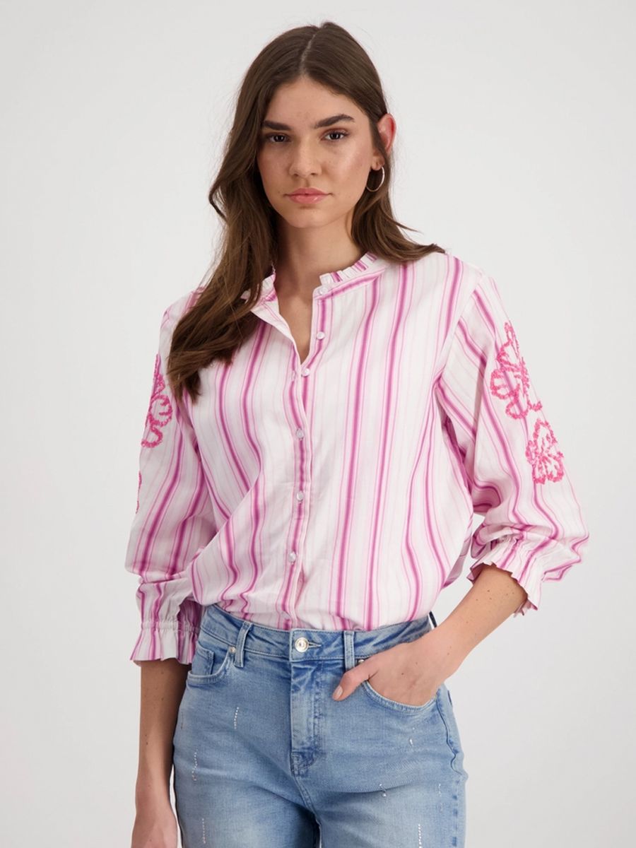 Monari Striped Blouse With Sequins Pink 409384