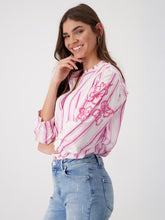 Load image into Gallery viewer, Monari Striped Blouse With Sequins Pink 409384
